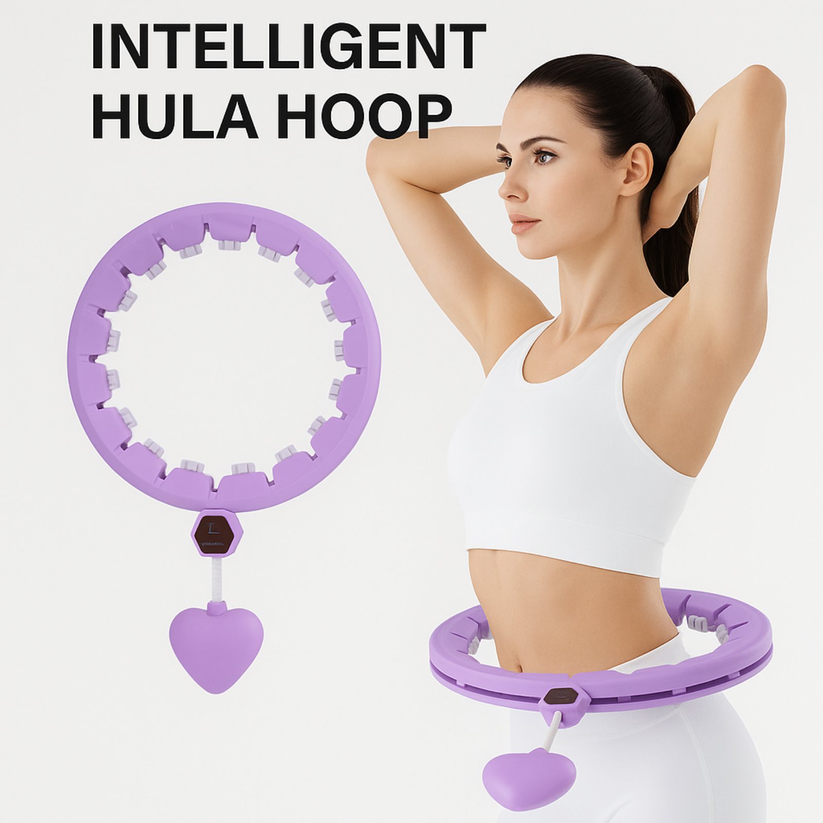 Δαχτυλίδι Γυμναστικής – Hula Hoop με Βάρη και Οθόνη LED Μωβ - Image 2
