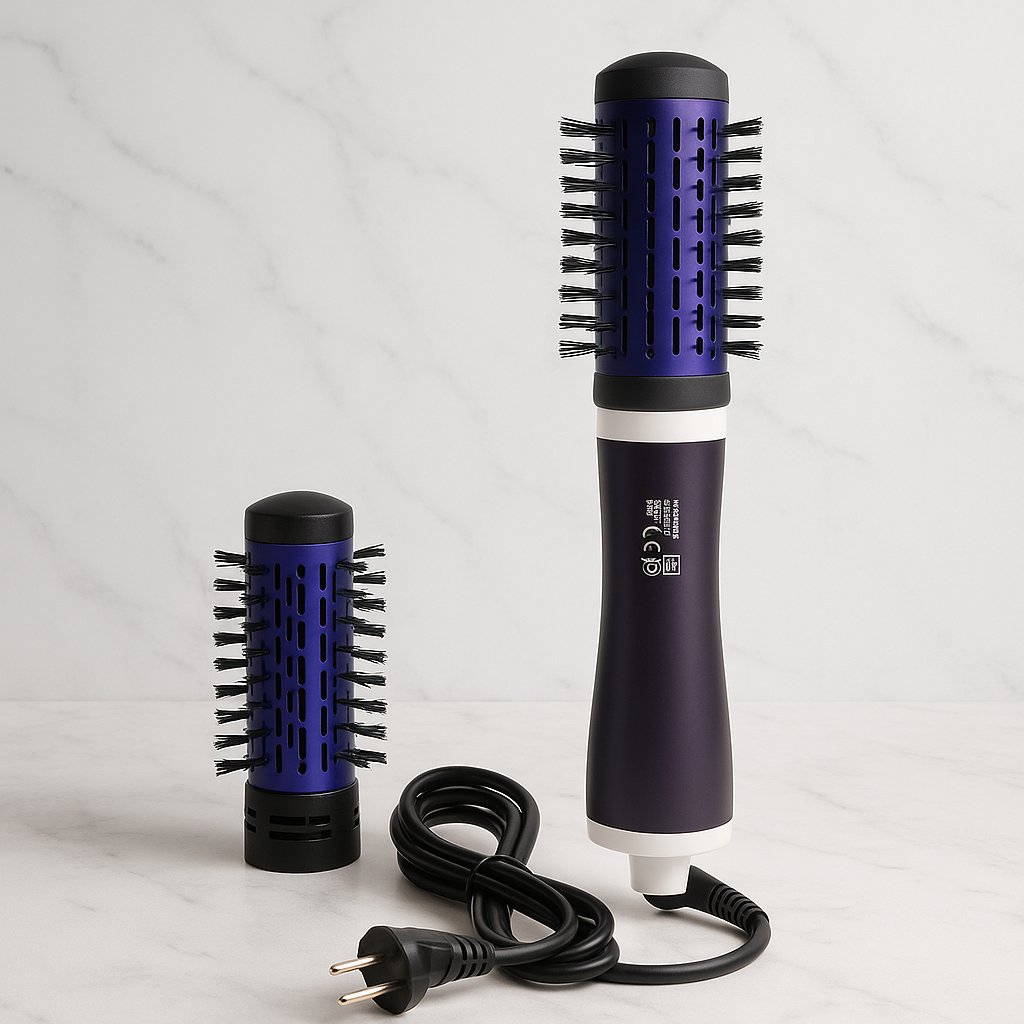 🌟 KEMEY 813 Σεσουάρ & Βούρτσα Ζεστού Αέρα – 3 σε 1 Εργαλείο για Τέλειο Στέγνωμα & Στυλ - Image 2