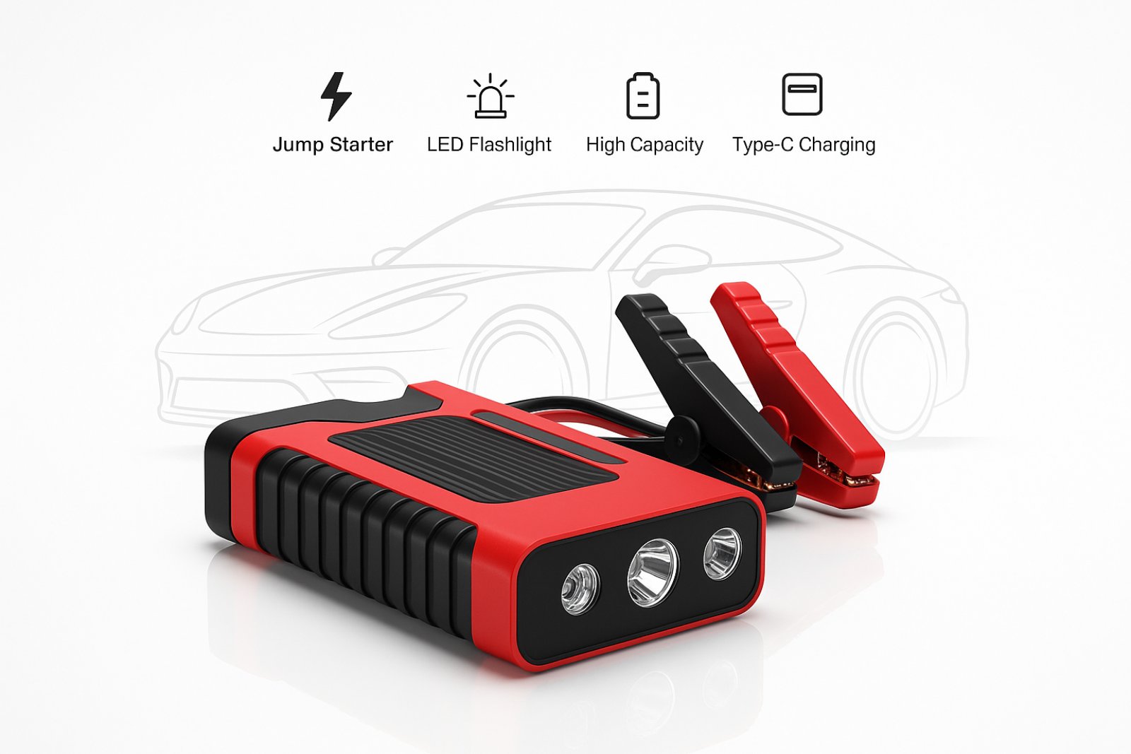 Φορητός Εκκινητής Μπαταρίας Αυτοκινήτου 18000mAh με USB - Image 3