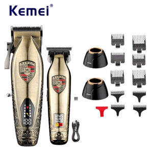 Kemei KM-2365 Επαγγελματικό Σετ Επαναφορτιζόμενης Κουρευτικής Μηχανής Χρυσό