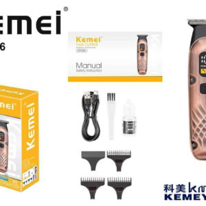 Kemei KM-286 Επαναφορτιζόμενη Κουρευτική Μηχανή Ροζ Χρυσό