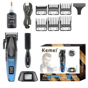 Kemei KM-1670 Επαγγελματική Επαναφορτιζόμενη Κουρευτική Μηχανή Μπλε