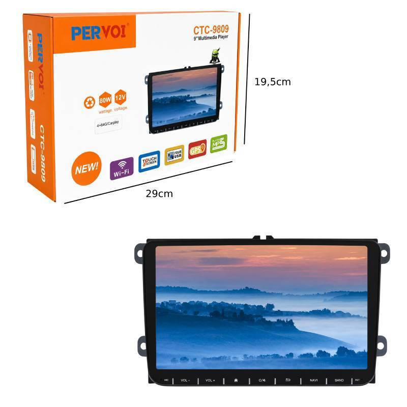 PerVoi CTC-9809 Ηχοσύστημα Αυτοκινήτου 2 DIN με Οθόνη Αφής 9''