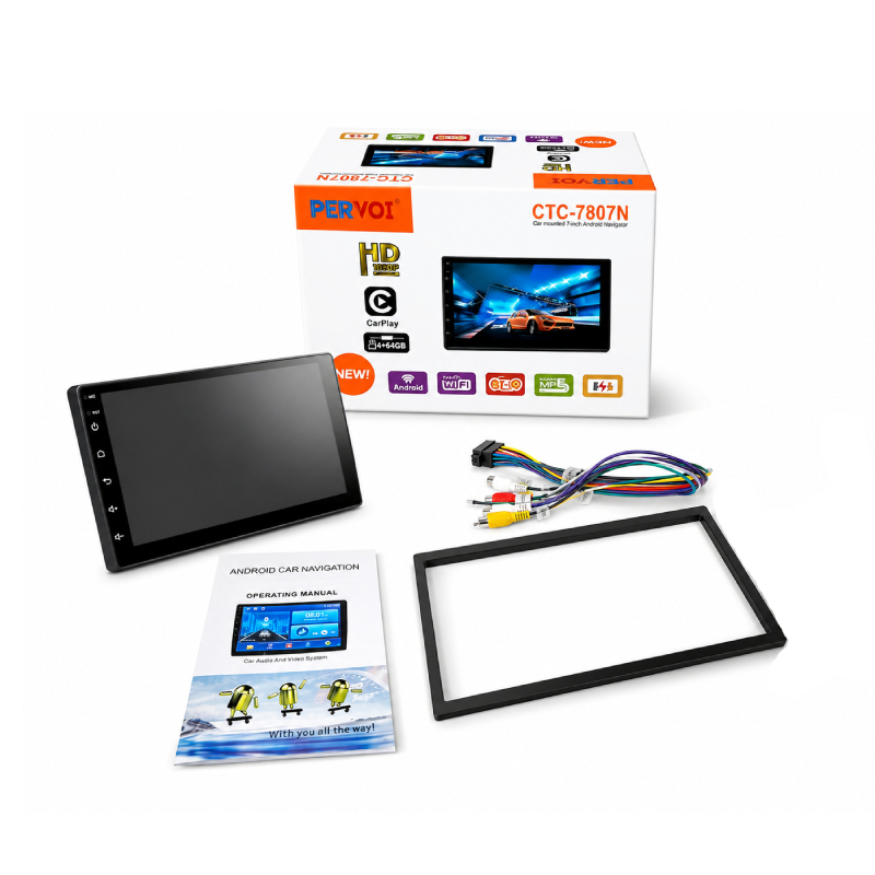 PerVoi Οθόνη Αυτοκινήτου 7" Android 15 με GPS Wi-Fi & CarPlay CTC-7807N