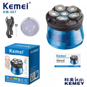 Kemei KM-567 Ξυριστική Μηχανή Κεφαλής και Προσώπου Επαναφορτιζόμενη Αδιάβροχη