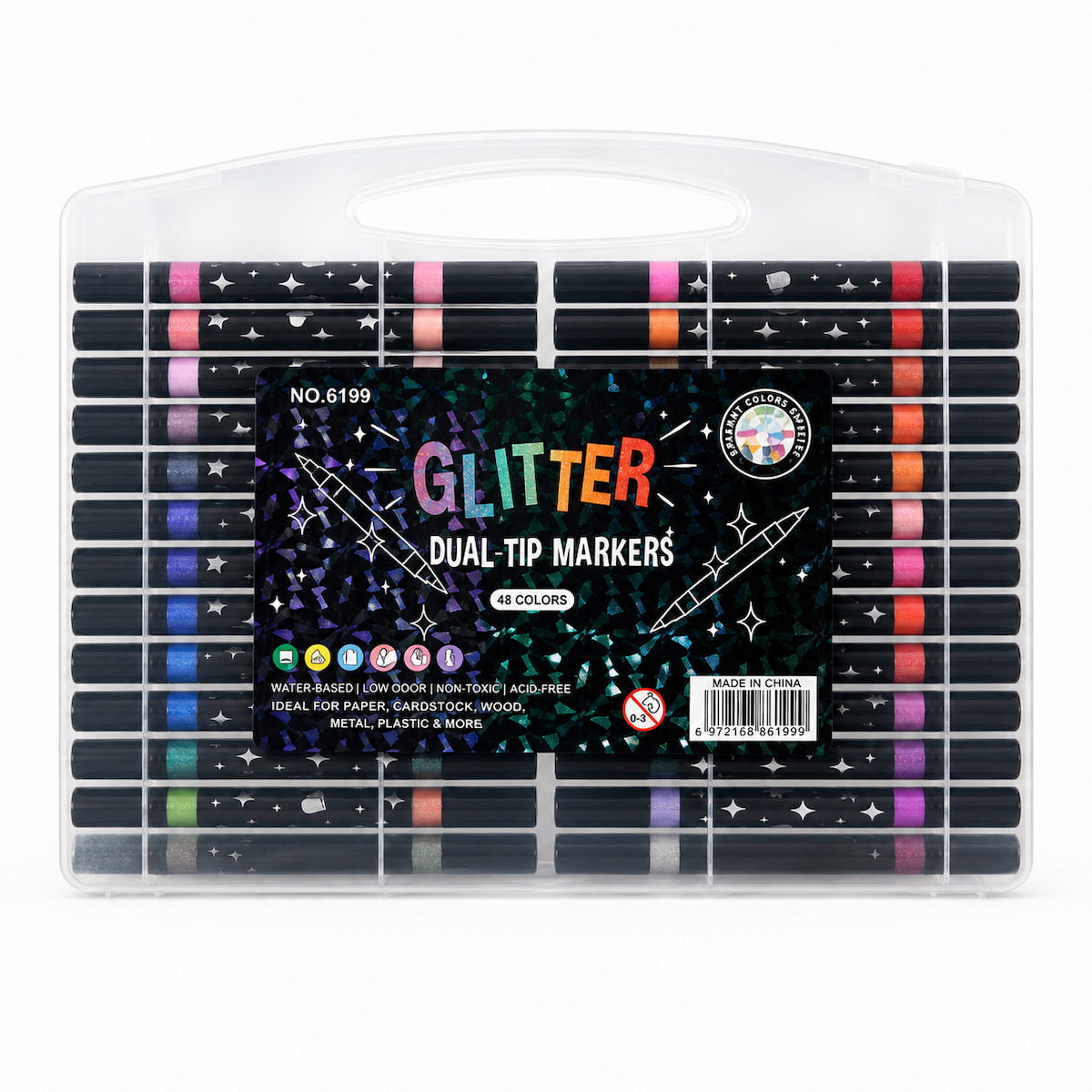 Σετ Μαρκαδόρων Glitter Διπλής Μύτης 48 Χρωμάτων