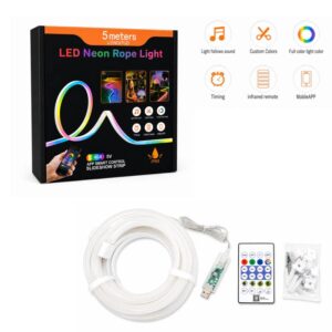 Έξυπνη RGB LED Neon Rope Light 5 Μέτρων USB με Τηλεχειριστήριο, Εφαρμογή και IP68 – LED Neon Rope Light 5M